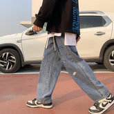 Men Jeans Summer Baggy Straight Trousers Wide Leg Pants